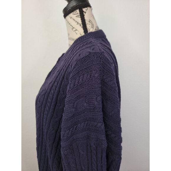 Vintage Shop Of Ireland Button Up Cardigan Sweater SizeLarge Cotton Cable Knit - Picture 5 of 9